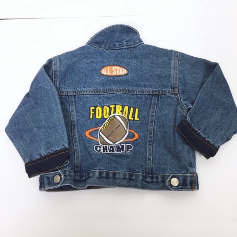 Kids football theme denim Jean jacket sporty